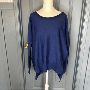 Eileen Fisher Like New Women's Merino Wool Crew Neck Blue Sweater